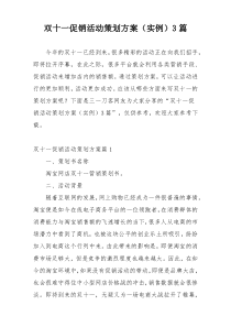 双十一促销活动策划方案（实例）3篇
