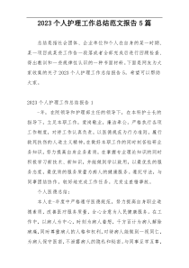 2023个人护理工作总结范文报告5篇