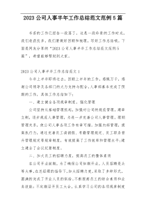 2023公司人事半年工作总结范文范例5篇