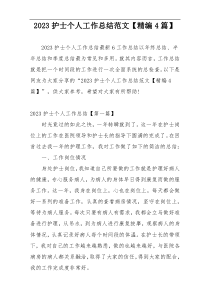 2023护士个人工作总结范文【精编4篇】