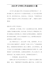 2023护士年终工作总结范文5篇