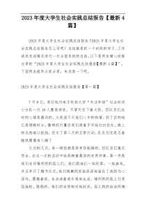 2023年度大学生社会实践总结报告【最新4篇】