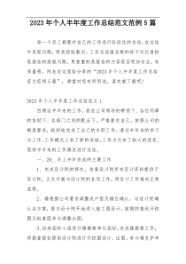 2023年个人半年度工作总结范文范例5篇