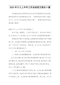 2023年个人上半年工作总结范文报告5篇