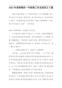 2023年是特殊的一年疫情工作总结范文5篇