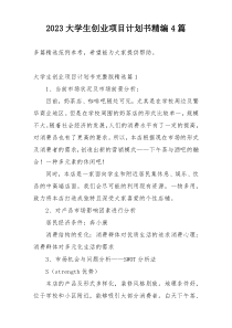 2023大学生创业项目计划书精编4篇