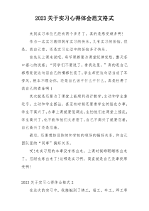 2023关于实习心得体会范文格式