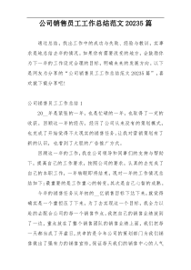 公司销售员工工作总结范文20235篇