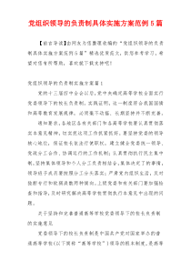 党组织领导的负责制具体实施方案范例5篇