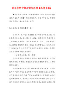 民主生活会召开情况范例【范例4篇】