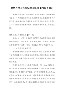 销售月度工作总结范文汇报【精选4篇】