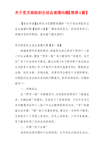 关于党支部组织生活会查摆问题【推荐4篇】