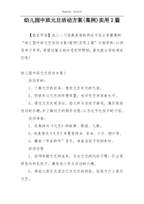 幼儿园中班元旦活动方案(案例)实用2篇