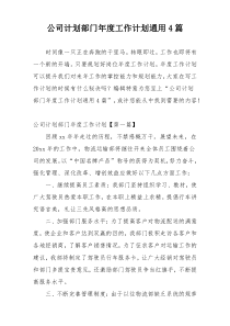 公司计划部门年度工作计划通用4篇
