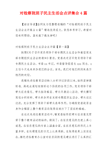 对检察院班子民主生活会点评集合4篇