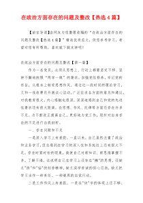 在政治方面存在的问题及整改【热选4篇】