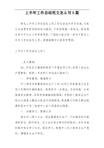 上半年工作总结范文怎么写5篇