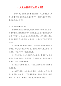 个人发言提纲【实用4篇】