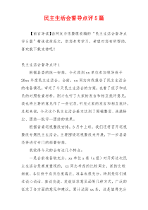 民主生活会督导点评5篇