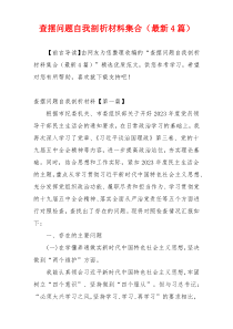 查摆问题自我剖析材料集合（最新4篇）