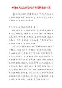 书记在民主生活会动员讲话稿最新4篇