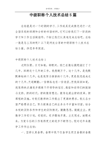 中级职称个人技术总结5篇