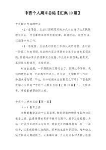 中班个人期末总结【汇集10篇】