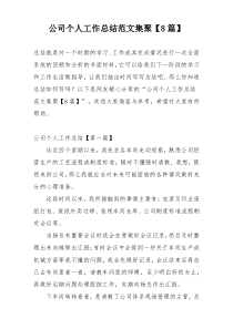 公司个人工作总结范文集聚【8篇】