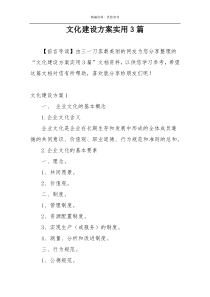 文化建设方案实用3篇
