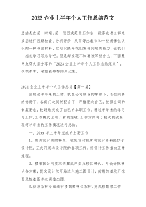 2023企业上半年个人工作总结范文