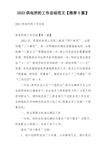 2023供电所的工作总结范文【推荐5篇】