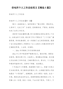 供电所个人工作总结范文【精选5篇】