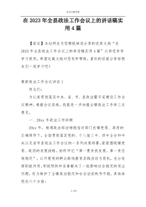 在2023年全县政法工作会议上的讲话稿实用4篇