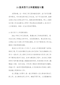 it技术员个人年度规划5篇