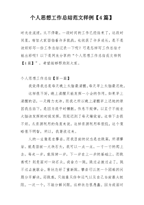 个人思想工作总结范文样例【4篇】