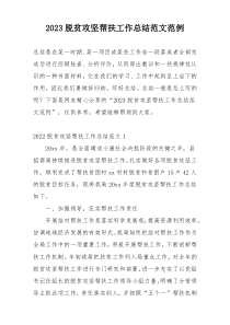 2023脱贫攻坚帮扶工作总结范文范例