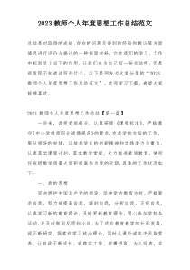 2023教师个人年度思想工作总结范文