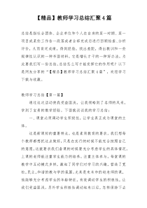 【精品】教师学习总结汇聚4篇