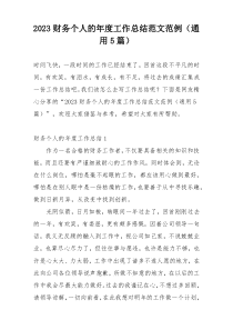 2023财务个人的年度工作总结范文范例（通用5篇）