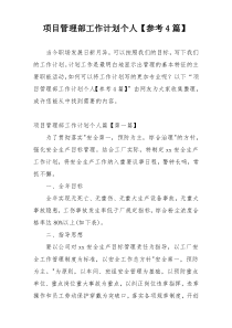 项目管理部工作计划个人【参考4篇】