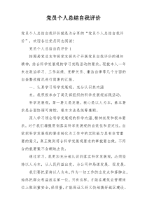 党员个人总结自我评价