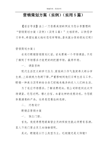 营销策划方案（实例）（实用5篇）
