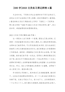 [600字]2023文员实习周记样例4篇