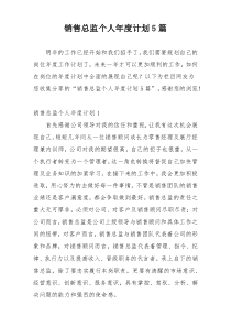 销售总监个人年度计划5篇