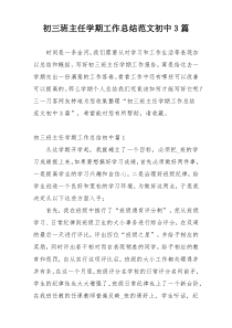 初三班主任学期工作总结范文初中3篇