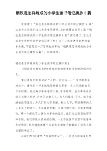 钢铁是怎样炼成的小学生读书笔记摘抄5篇