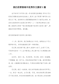 我们的青春高中优秀作文素材3篇