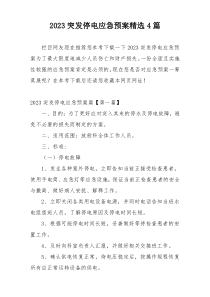 2023突发停电应急预案精选4篇