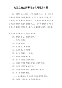 迎元旦晚会开幕词怎么写通用4篇