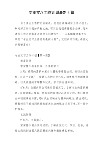 专业实习工作计划最新4篇